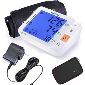 Tediver Digital Blood Pressure Monitor, Large Cuff 0.7-1.3 Feet, Electric Upper Arm Blood Pressure Machine with Electric Powered Charger and Device Case, Backlight LCD Screen