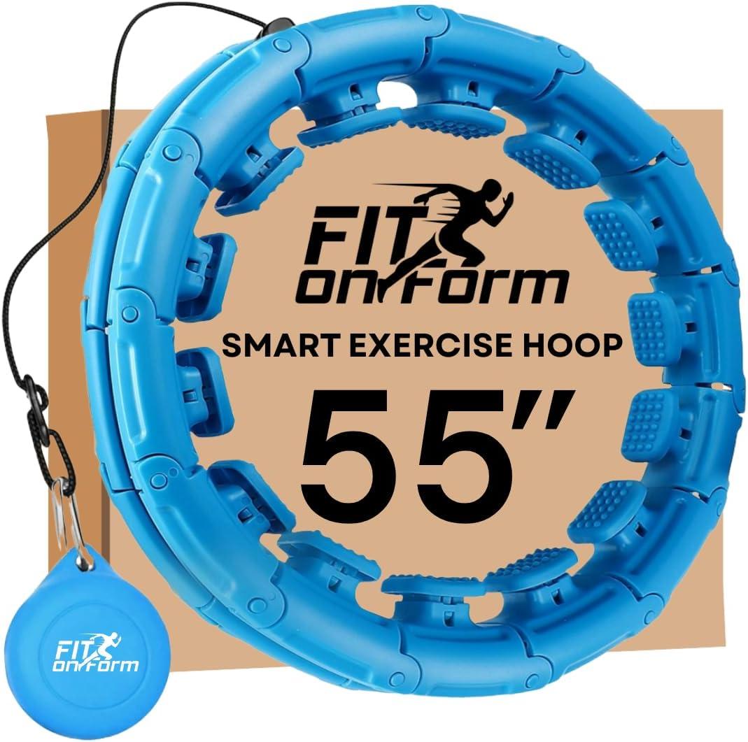 FIT ON FORM Infinity Weighted Hula Hoop for Adults Weight Loss, Smart Exercise Hola Circle Hoop for Women Abs Workout (Blue - 55 Inch)
