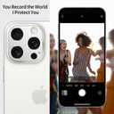 iPhone 15 Pro Max Lens Protector [2 Pack] Premium Metal Alloy No Glass Camera Cover for iPhone 15 Pro/15 Pro Max, Scratch Resistant Impact Protection Case Friendly Easy Install, Silver