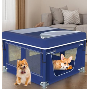 Dog Playpen, 42×42 Inch. Puppy PlayPen with Gate for Puppies,Oxford Cloth Tear Resistant Fabric. Pet PlayPen with Roof for Outdoors & Indoors. Anti-Tipping/Ideal for Dogs and Cats-with Cover