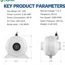 PF-100 | Radon Mitigation Fan 4" 190CFM | Waterproof Duct Fan (Indoor/Outdoor)