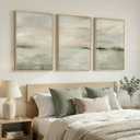 Large Framed Sage Green Abstract Landscape Wall Art for Living Room, 3 Piece Modern Canvas Prints Paintings Artwork for Walls, Oversized Pictures for Hallway Dining Bedroom Office Wall Decor 24x36 In, 24" W x 36" H x 3Pcs