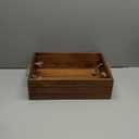 MyGift 15 Inch Large Rustic Brown Solid Wood Decorative Storage Box with Rope Carrying Handles, Country Style Wooden Crate, Farmhouse Pallet Design Open Top Bin