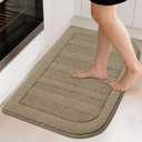 BEQHAUSE 24x36 Inch Kitchen Rug Mat Durable Kitchen Rugs Non-Slip Washable Absorbent Kitchen Mats for Floor Dirt-Resistant Semicircular Kitchen Mat (Beige)
