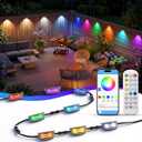 Kimjo RGBCW Deck Lights 8-Pack 49ft, IP67 Smart Outdoor Fence Lights | 60 + Scenes, 16M Colors, 2700K-6500K Dimmable, Music Sync, App & Remote, Long-Lasting Lights for Patio Fence Garden