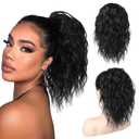 SEIKEA Ponytail Extension, 14" Short Wavy Drawstring Ponytail Lightweight Multi Layered Fake Pony Tails Hair Extensions Natural Soft Clip in Hair Extensions Ponytail Black