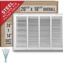 Fits 24x14 Duct Opening | Steel Return Air Filter Grille by Handua [Removable Door] | Vent Cover Grill | White | HVAC Cold Air Intake Grille | Out Dim: 26 5/8"W X 16 5/8"H