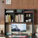 ChooChoo Desktop Bookshelf, Wood Desk Hutch Organizer with 7 Shelves for Computer Desk, Desktop Shelf Bookshelf Storage for College Dorm Office Home, Black, 37 x 9.4 x 33.5 inches