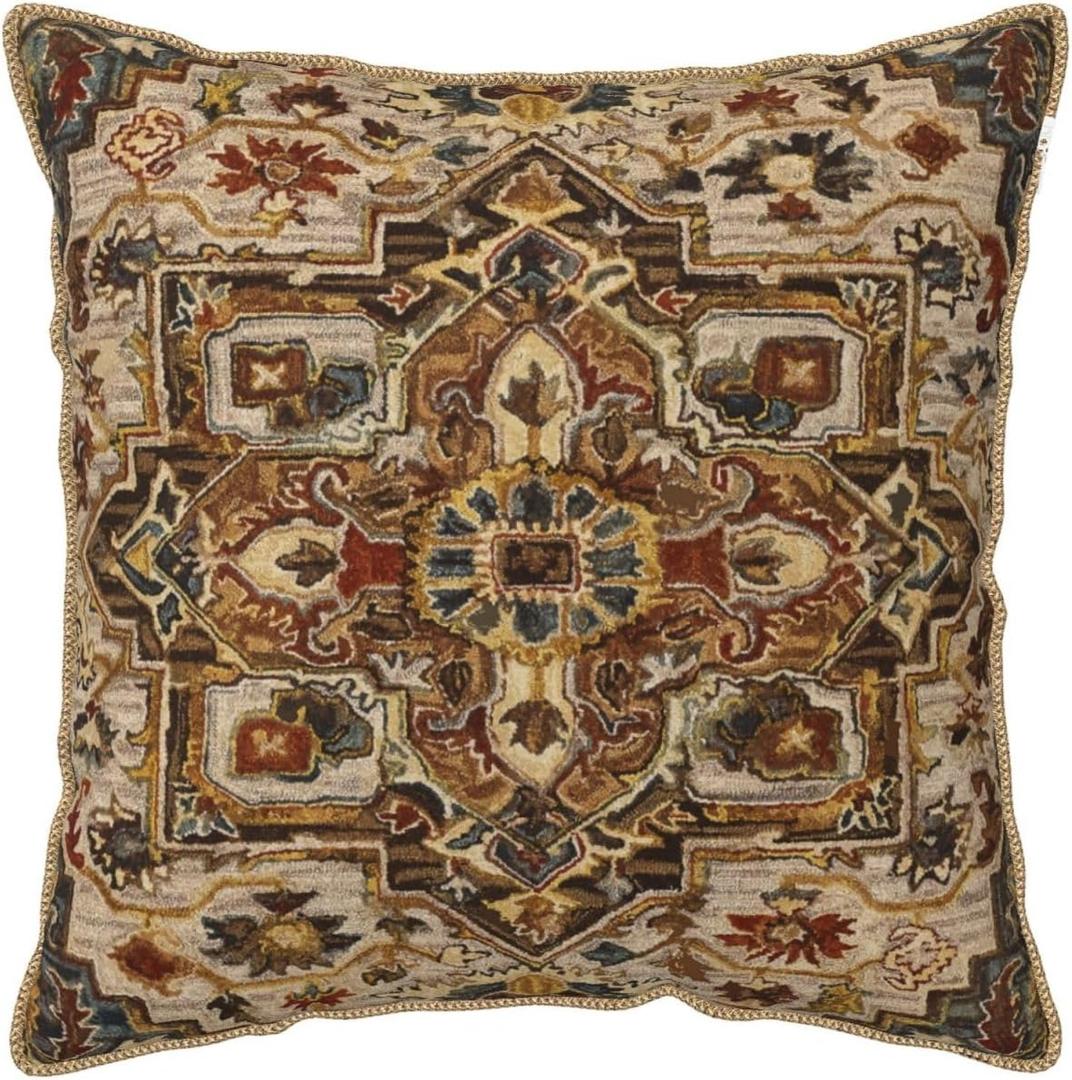 Terracotta Gold Vintage Velvet Pillow Covers 18x18 Inch Tan Brown Khaki Bohemian Tapestry Carpet Throw Pillows for Couch Soft Cushion Covers Pillowcase Aztec Boho Rug Pillow Cases for Bed Living Room