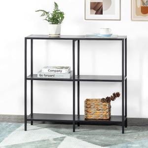 HDANI 31.5 Inch Metal Console Table with 3 Tier Strage Shelves,Narrow Entryway Table,Modern Sofa Tables for Entryway, Living Room,Bedroom,Black, 31.5×9.84×29.53in