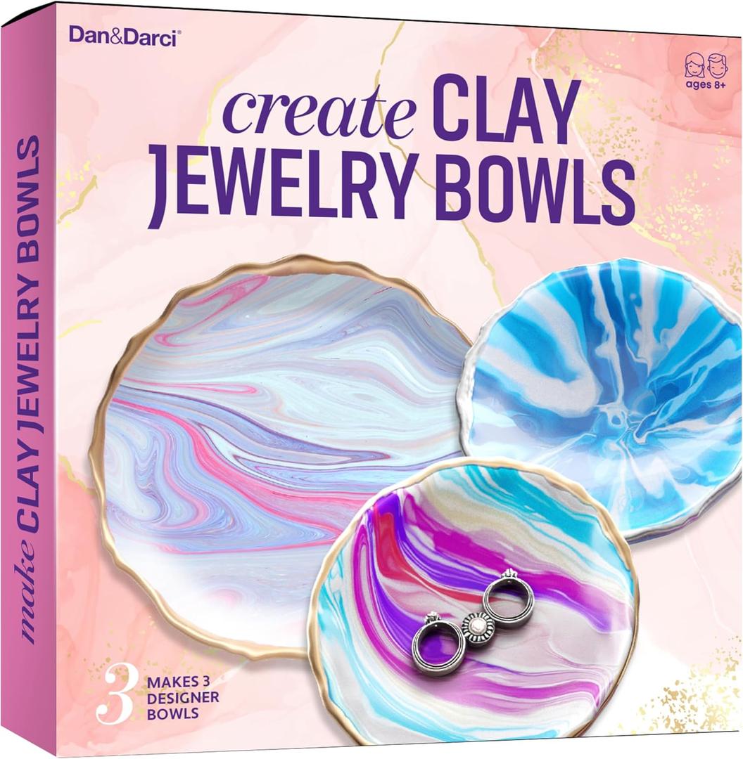 Dan&Darci Craft 'n Clay - Jewelry Dish Making Kit for Kids Ages 8-14 Year Old - Best DIY Arts & Crafts Kits - Birthday Gifts - Creative Toys for Preteen & Teenagers - Girl Birthday Gift Ideas