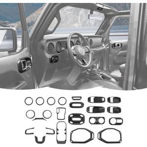 RT-TCZ Carbon Fiber Interior Trim Kit Cover Center Console Decoration Accessories Compatible with Jeep Wrangler JL JLU & Gladiator JT 2018-2023 23PCS (Blue)