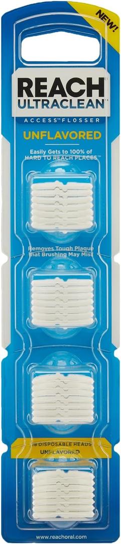 Listerine Ultraclean Access Flosser Refill Heads | Proper & Durable Oral Care & Hygiene | Effective Plaque Removal, Teeth & Gum Protection, PFAS Free | Unflavored, 28 ct, 6 Pack