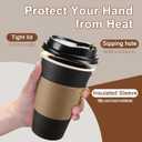 RAZCC 120 Pack 12 oz Paper Coffee Cups Set, Disposable Black Coffee Cups with Lids, Sleeves and Stirring Sticks, Fit For Cold and Hot Drinks