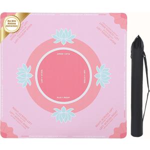 BALAPET Portable Mahjong Mat with Playing Instructions for Learning, Anti Slip Mahjong Mat for Table, Noise Reduction Table Mat Cover for Board & Tile Games, 31.5inx31.5in, Patent Pending(Pink)