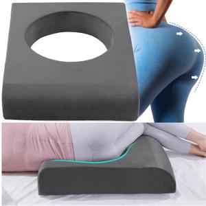 BBL Pillow After Surgery for Sleeping, High Density Foam Butt Pillow, Brazilian Butt Lift Pillow Post Surgery Recovery for Sleeping, BBL Chair with Hole (Dark Grey) 25,5 x 22 in
