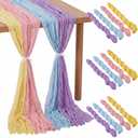 Remagr 12 Pcs Pastel Cheesecloth Gauze Table Runners Boho Wedding Decor Rustic Sheer Runner for Wedding Table Bridal Shower Birthday Party Decorations