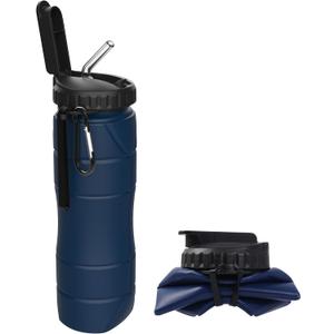Collapsible Water Bottles, 22oz with Straw for Travel, Gym & Sports