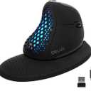 DELUX Seeker Ergonomic Mouse Wireless, Vertical Mouse with OLED Screen, 6 Buttons&Thumb Wheel Function, Silent Click, Up to 7200DPI, Programmable, Rechargeable, BT/2.4G/Wired, RGB Light(M618XSD-Black)