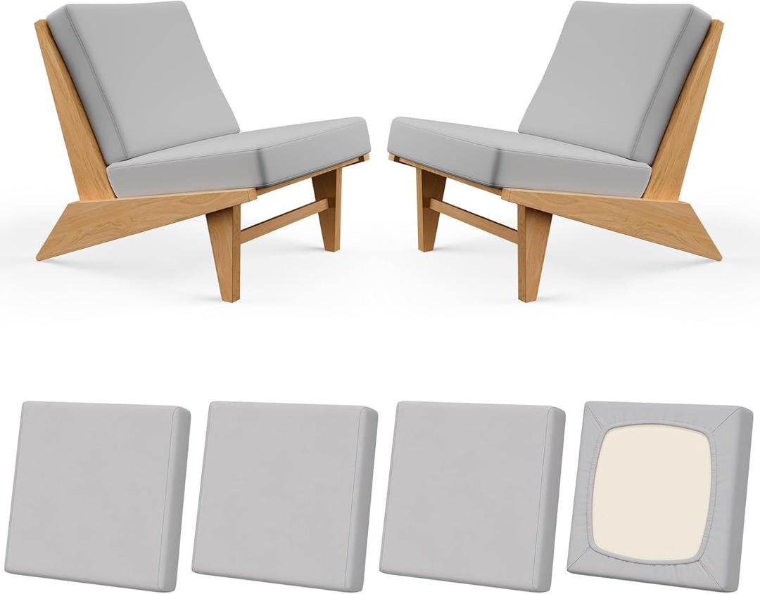 4Pcs Patio Stretch Cushion Covers, Outdoor Couch & Sofa Replacement Slipcovers for Patio Furniture Cushion Covers, Washable Reusable Furniture Protector, Square Large, Air Grey