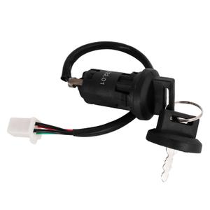 RUTU 4 Wire Ignition Switch with Key for 50cc 90cc 110cc 125cc TaoTao Sunl Coolster Apollo Chinese ATV Dirt Pit Pocket Bike Motorcycle Scooter Quad Go Kart 4 Wheeler Parts with Cap