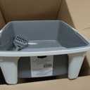 Amazon Basics Large Cat Litter Box with High Sides, Open Top for Easy Access, Includes Scoop with Storage, 19" x 15" x 11.75", Grey/Beige