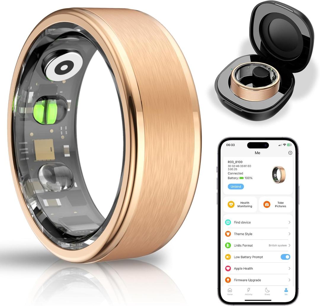 Sovng Smart Ring with Sleep Monitor for Women Men, Fitness Tracker with Heart Rate, Blood Oxygen, Steps, IP68 Waterproof Smart Rings, 5-7 Days Battery Life for iOS Android, No App Fee（Black, 7）