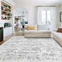 8x10 Area Rugs for Living Room, Washable Rugs, Non-Slip Backing Rug for Under Dining Table Bedroom Farmhouse Nursery Home Office (Gray Multi)