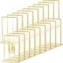 Hoteam 18 Pack Acrylic Sign Holder 4 x 6 Inch Gold Frames Wedding Table Number Holders, Double Sided Picture Frame Clear Display Menu Stand for Home Photo Flyers Wedding Party (Vertical)