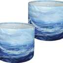 Decorative Lamp Shade Polyester Fibre Printed Drum Shade for Table Lamp & Bedside Lamp, 13 "Top x 13" Bottom x 10 "Height,Includes 2pcs (Sea Waves)