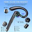 Hsility Bluetooth Headset for Work 500Hrs Standby Time with Charging Case 270 Degrees Rotatable Microphone with LED for Truck Driver Bussiness and Travel