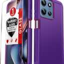 LeYi for Motorola Moto-G-2025 Case: [NOT FIT G Power] Heavy Duty 3 in 1 Rugged Cover, Military Grade Shockproof Cell Phone Android Funda para Phone Case for Moto G 2025, Purple