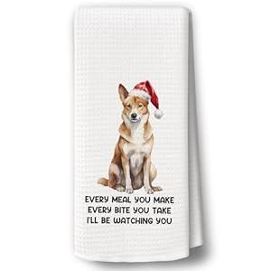 BCUANGD Christmas Dog Kitchen Towels Decor - Funny Dog Xmas Holiday Hand Tea Towels, Retro Puppy Gifts Christmas Dish Towel Dishcloths Decorations for Home Kitchen, 16"x24"
