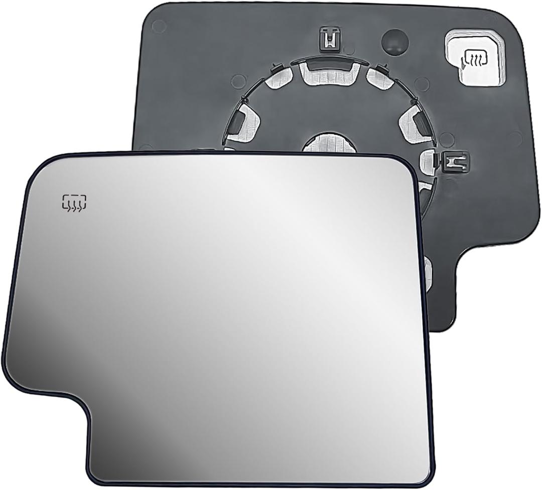 Replacement Driver Left Side Door Towing Mirror Main Big Glass Flat Heated with Back Plate for Chevrolet Silverado and GMC Sierra 1500 2500 HD 3500 HD from 2019 to 2024