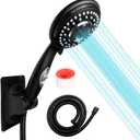 RV Shower Head with Hose and on off switch - High pressure shower head replacement for Bath roomRVMotor homeBoatTravel Trailer and Camper - with Stainless Steel 60'' Hose and bracket (Matte Black)