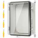 QILIPSU UL94-V0 Outdoor Electrical Box 16.4"x12.4"x7.1" Waterproof Junction Box Weatherproof PC/ABS Alloy Plastic IP66 Project Electric Enclosure Clear Hinged Door