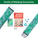American Mahjong Tile Set, 166 White Tiles Mahjong Set, 4 Transparent All-in-One Rack/Pushers, Travel Game Set with Green Printed Carrying Bag