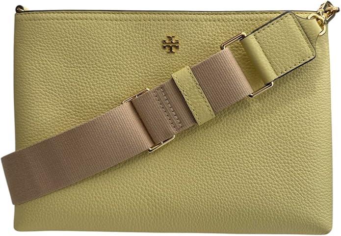 Tory Burch Womens 148314 Blake Swingpack Pebbled Leather Crossbody Shoulder Bag, Lemon Sugar