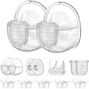 Two Full S32 Breast Pump Set with 10pcs 13/15/17/19/21mm Flange Inserts for NCVI/NICEGREEN/Nuliie/Zooawa/Sunnaltree S32 Pump,Including 24mm Flange,Valve,Diaphragm,Collector,Flange Inserts
