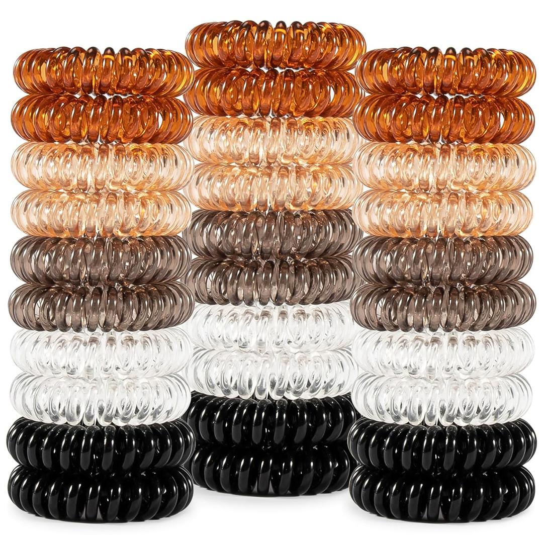 3 x MAQIHAN Hair Ties - 40Pcs Telephone Cord Elastic Ponytail Holders for Thick Hair, Women, Girls and Teens in Neutral Colors