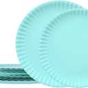TP Reusable Melamine Paper Plates, 8" and 10.5" Round Plates for Party Picnic Outdoors, Set of 4, Teal