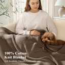 100% Cotton Cable Knit Throw Blanket, Lightweight Soft Knit Blanket for Sofa Couch Bed, Breathable All-Season Throw, Cozy Decorative Blanket, 50 x 60 Inch,Taupe