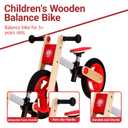Udeas Wooden Toddler Balance Bike, Kids Balance Bike for 3 Year Old with Adjustable Seat, No Pedal Toddler Bicycle for Kids 3-5, Kid Training Bike for Boys and Girls Birthday Gifts Toys, Red