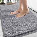 OLANLY Bathroom Rugs 34x21, Extra Soft Absorbent Chenille Bath Rugs, Rubber Backing Quick Dry, Machine Washable Bath Mats for Bathroom Floor, Tub and Shower, Home Decor Accessories, Grey