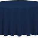 Navy Blue Polyester Round Table Cloth 120inch