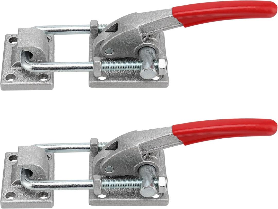 KEILEOHO 2 Pack U-Hook Latch Clamp, Heavy Duty Adjustable Toggle Clamp, Alloy Steel Pull Action Clamp CH-40380 Latch Type U-Bolt Clamp with Rubberized Lever, 7716Lbs Capacity