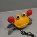 Crawling Crab Baby Toy Gifts: Tummy Time Toys Walking Dancing Cute Essentials Electric Induction Sensory Stuff Moving Babies Crabs with Light Up Music for Toddler Boys Girls Items Interaction Gadgets (Orange)