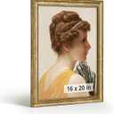 HLiWEGNS Antique Gold 16x20 Frame – Poster Frame with Aged Gold Finish – Picture Frame for 16 x 20 Artwork, Canvas Prints, Puzzles, and Wall Decor