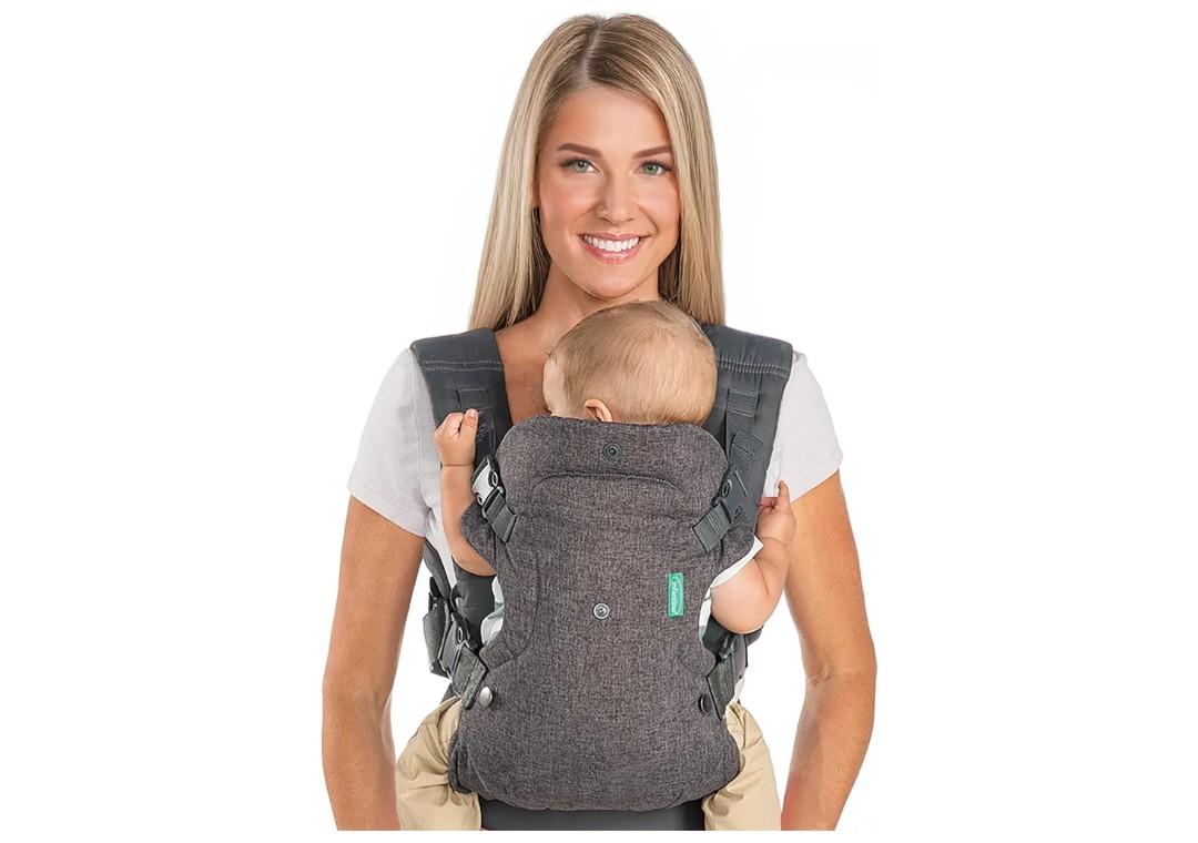 Infantino Flip 4-in-1 Convertible Baby Carrier, Adjustable, Ergonomic Babywearing, Registry Essential, Baby Carrier for Newborn to Toddler, Gray