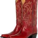 Yolkomo Cowboy Boots for Women Red Western Cowgirl Boots, Pointed Toe, Mid Calf, Knee High (Red)